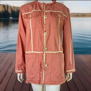 Vintage 90s Neiman Marcus Jacket PM Coral Cotton Boho